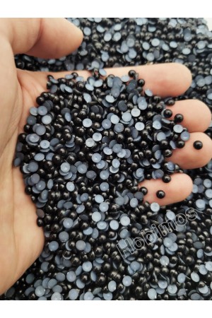 500 Adet 4 mm Siyah Küçük Yarım İnci Boncuk - Deliksiz Yapıştırılabilir Süsleme Boncuğu