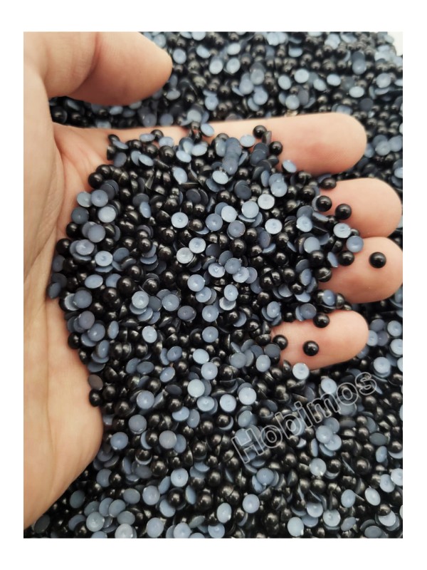 500 Adet 4 mm Siyah Küçük Yarım İnci Boncuk - Deliksiz Yapıştırılabilir Süsleme Boncuğu