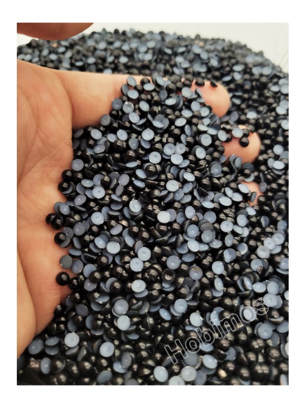 500 Adet 4 mm Siyah Küçük Yarım İnci Boncuk - Deliksiz Yapıştırılabilir Süsleme Boncuğu