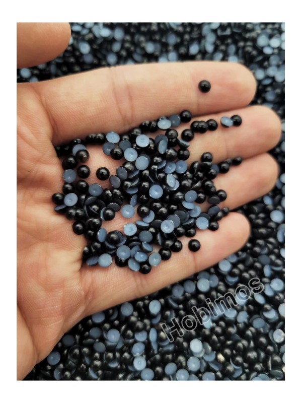 500 Adet 4 mm Siyah Küçük Yarım İnci Boncuk - Deliksiz Yapıştırılabilir Süsleme Boncuğu