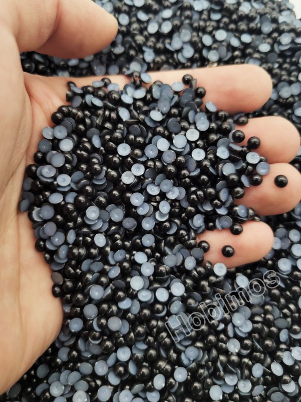 250 Adet 4 mm Siyah Küçük Yarım İnci Boncuk - Deliksiz Yapıştırılabilir Süsleme Boncuğu