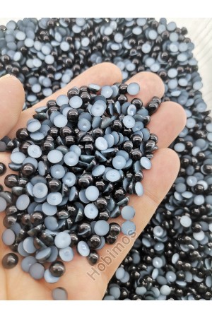 500 Adet 6 mm Siyah Yarım İnci - Deliksiz Yapıştırılabilir Süsleme İnci Boncuk