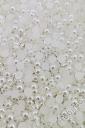 250 Adet 6 mm Beyaz Yarım İnci - Deliksiz Yapıştırılabilir Süsleme İnci Boncuk