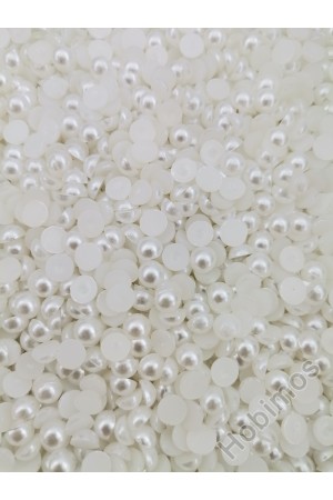 250 Adet 6 mm Beyaz Yarım İnci - Deliksiz Yapıştırılabilir Süsleme İnci Boncuk