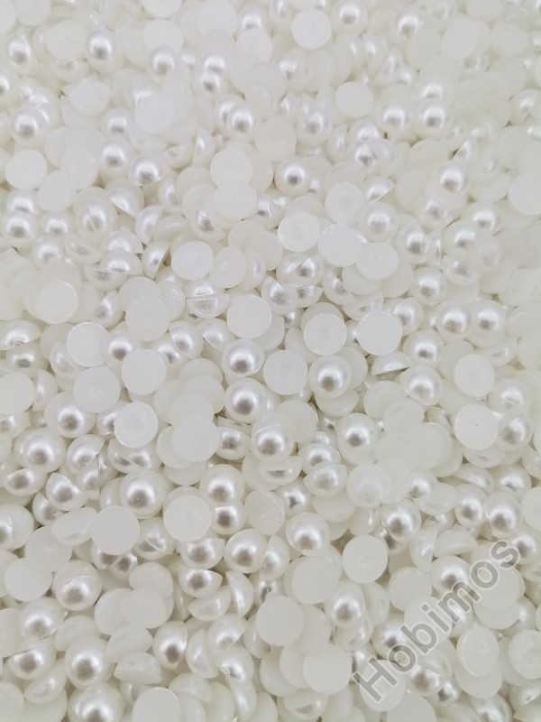 250 Adet 6 mm Beyaz Yarım İnci - Deliksiz Yapıştırılabilir Süsleme İnci Boncuk