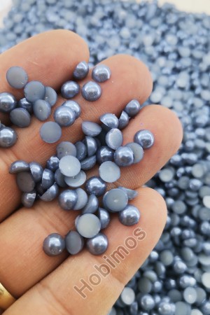 250 Adet 6 mm Buz Mavi Yarım İnci - Deliksiz Yapıştırılabilir Süsleme İnci Boncuk