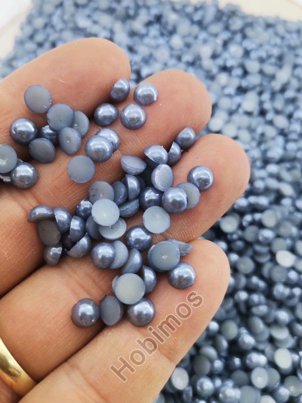 250 Adet 6 mm Buz Mavi Yarım İnci - Deliksiz Yapıştırılabilir Süsleme İnci Boncuk