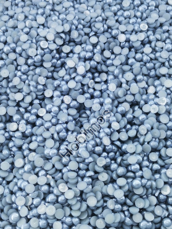 250 Adet 6 mm Buz Mavi Yarım İnci - Deliksiz Yapıştırılabilir Süsleme İnci Boncuk