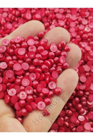 250 Adet 6 mm Kırmızı Yarım İnci - Deliksiz Yapıştırılabilir Süsleme İnci Boncuk