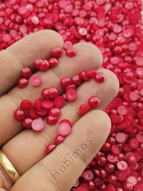 250 Adet 6 mm Kırmızı Yarım İnci - Deliksiz Yapıştırılabilir Süsleme İnci Boncuk