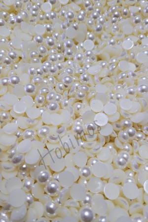 500 Adet Krem 8 mm Deliksiz Yarım İnci - Deliksiz Yapıştırma Krem İnci