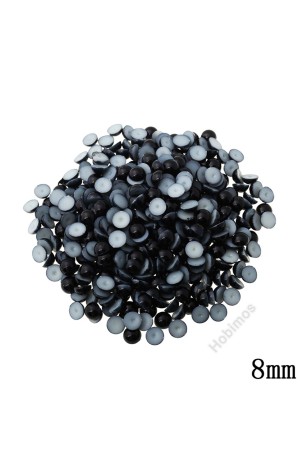 500 Adet 8 mm Siyah Yarım İnci Boncuk - Yapıştırılabilir Deliksiz Siyah Yarım İnci Boncuk