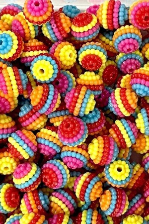 50 Adet 12 Mm Karışık Renkli Akrilik Böğürtlen Boncuk Takı ve Çanta Yapım Boncuğu