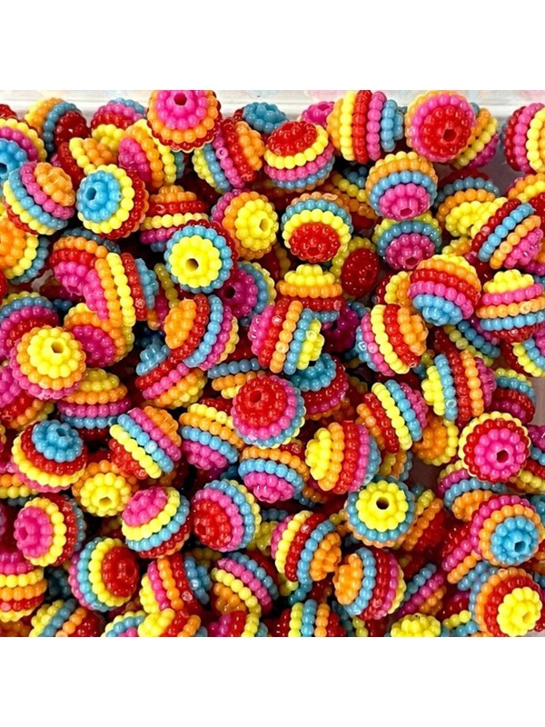 50 Adet 12 Mm Karışık Renkli Akrilik Böğürtlen Boncuk Takı ve Çanta Yapım Boncuğu