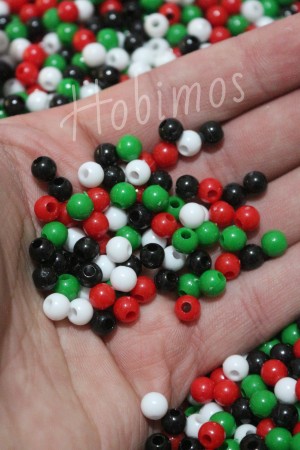 500 Adet 6mm Filistin Bayrak Temalı Yuvarlak Plastik Boncuk - Takı Yapım Boncuğu