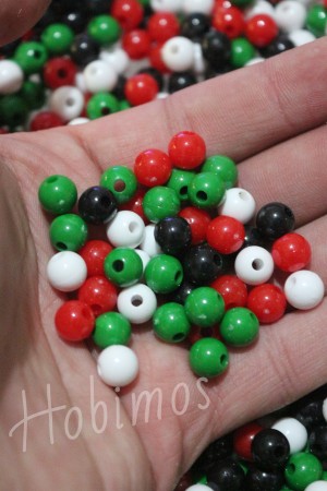 1000 Adet 8mm Filistin Bayrak Temalı Yuvarlak Plastik Boncuk - Takı Yapım Boncuğu