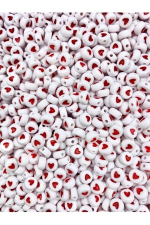 25gr 4x7mm Yassı Beyaz Üzeri Kırmızı Kalp Boncuk, Kalp Takı Yapım Boncuğu ~200 Adet 25gr 4x7mm Yassı Beyaz Üzeri Kırmızı Kalp Boncuk, Kalp Takı Yapım Boncuğu ~200 Adet