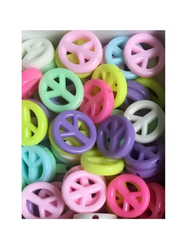 50 Adet Barış Sembolü Figürlü Karışık Renk 15 mm Soft Plastik Takı Boncuğu 50 Adet Barış Sembolü Figürlü Karışık Renk 15 mm Soft Plastik Takı Boncuğu