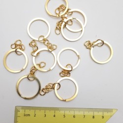 24 Adet Altın Renginde Zincirli Metal Anahtarlık Halka Klipsi