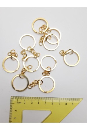 10 Adet Altın Renginde Zincirli Metal Anahtarlık Halka Klipsi 10 Adet Altın Renginde Zincirli Metal Anahtarlık Halka Klipsi