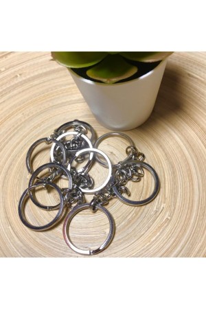 10 Adet Gümüş Renginde Zincirli Metal Anahtarlık Halka Klipsi 10 Adet Gümüş Renginde Zincirli Metal Anahtarlık Halka Klipsi