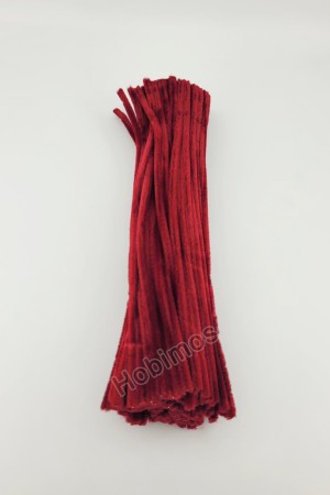 20 Adet Bordo Şönil 30cm, Tüylü Peluş Kadife Tel, Oyuncak, El İşi, Çiçek, Süsleme