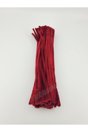 20 Adet Bordo Şönil 30cm, Tüylü Peluş Kadife Tel, Oyuncak, El İşi, Çiçek, Süsleme