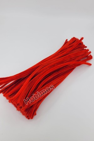 20 Adet Kırmızı Renkli Şönil 30cm, Tüylü Peluş Kadife Tel, Oyuncak, El İşi, Çiçek, Süsleme