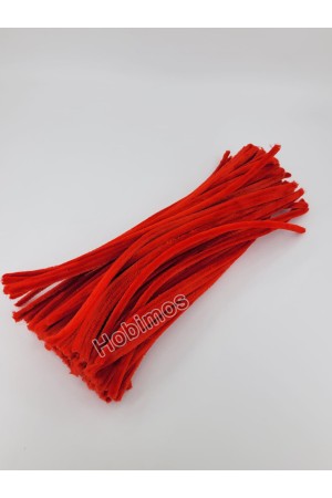 20 Adet Kırmızı Şönil 30cm, Tüylü Peluş Kadife Tel, Oyuncak, El İşi, Çiçek, Süsleme