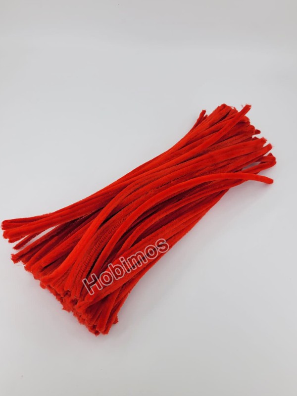 20 Adet Kırmızı Renkli Şönil 30cm, Tüylü Peluş Kadife Tel, Oyuncak, El İşi, Çiçek, Süsleme