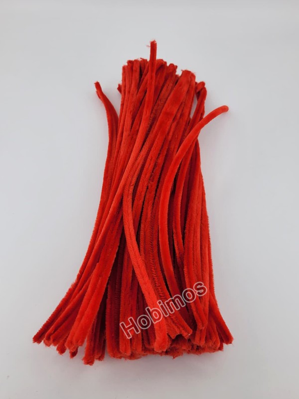 20 Adet Kırmızı Renkli Şönil 30cm, Tüylü Peluş Kadife Tel, Oyuncak, El İşi, Çiçek, Süsleme