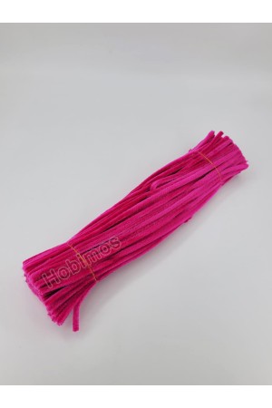 20 Adet Koyu Pembe Şönil 30cm, Tüylü Peluş Kadife Tel, Oyuncak, El İşi, Çiçek, Süsleme