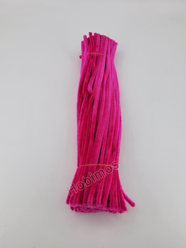 20 Adet Koyu Pembe Renkli Şönil 30cm, Tüylü Peluş Kadife Tel, Oyuncak, El İşi, Çiçek, Süsleme
