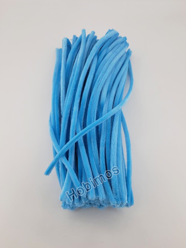 20 Adet Mavi Şönil 30cm, Tüylü Peluş Kadife Tel, Oyuncak, El İşi, Çiçek, Süsleme