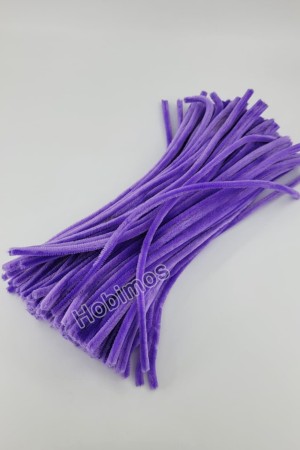 20 Adet Mor Şönil 30cm, Tüylü Peluş Kadife Tel, Oyuncak, El İşi, Çiçek, Süsleme