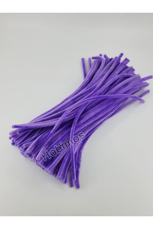 20 Adet Mor Şönil 30cm, Tüylü Peluş Kadife Tel, Oyuncak, El İşi, Çiçek, Süsleme