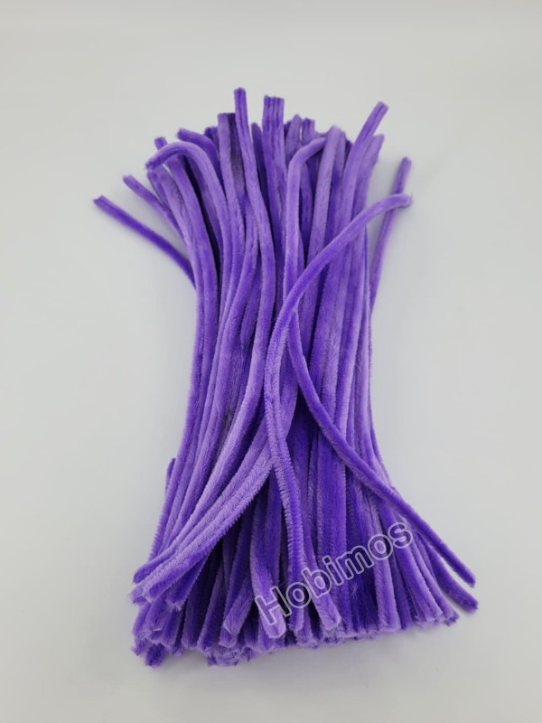 20 Adet Mor Şönil 30cm, Tüylü Peluş Kadife Tel, Oyuncak, El İşi, Çiçek, Süsleme