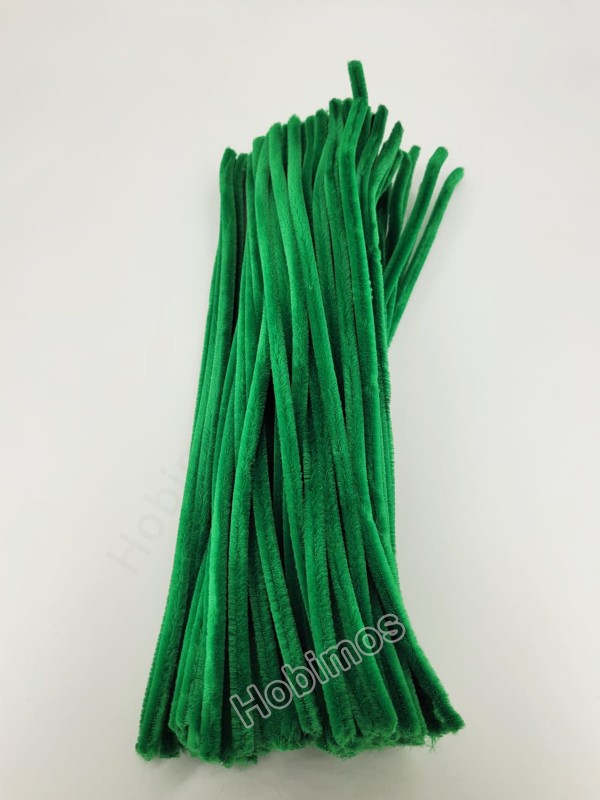 20 Adet Yeşil Şönil 30cm, Tüylü Peluş Kadife Tel, Oyuncak, El İşi, Çiçek, Süsleme