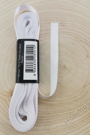 1 cm 10 Metre Beyaz Saten Kurdele, Bohça, Çeyiz, Özel Gün, Hediye, Süsleme Kurdelesi