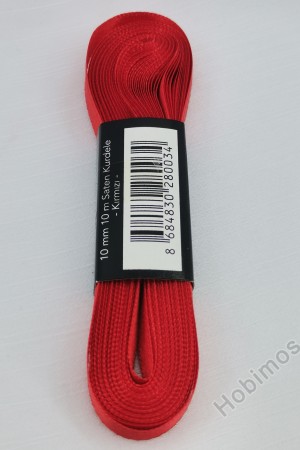 1 cm 10 Metre Kırmızı Saten Kurdele, Bohça, Çeyiz, Özel Gün, Hediye, Süsleme Kurdelesi