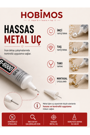 50 ml B6000 Şeffaf Yapıştırıcı, Takı Taşı Yarım İnci Boncuk ve Hobi Yapıştırıcısı 50 ml B6000 Şeffaf Yapıştırıcı, Takı Taşı Yarım İnci Boncuk ve Hobi Yapıştırıcısı