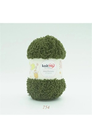 754 Haki Ana Kuzusu Battaniye Hırka El Örgü İpi 100 Gr.100 Mt.  