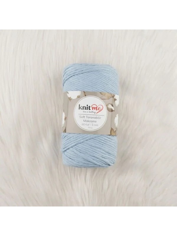 Knit Me Soft Taranabilir Makrome İpi 60 kat 3 mm 9604 Bebe Mavi