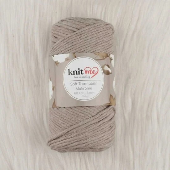 Knit Me Soft Taranabilir Makrome İpi 60 Kat 3 mm 10302 Bej