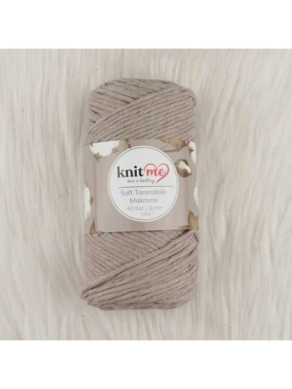 Knit Me Soft Taranabilir Makrome İpi 60 Kat 3 mm 10302 Bej