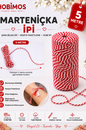 Kırmızı Beyaz Marteniçka İpi, Şans, Bileklik, Mart İpi, Hediye Paketleme İpi