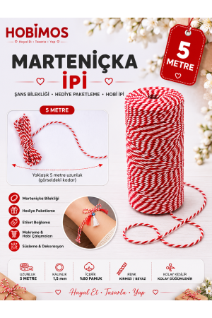 Kırmızı Beyaz Marteniçka İpi, Şans, Bileklik, Mart İpi, Hediye Paketleme İpi