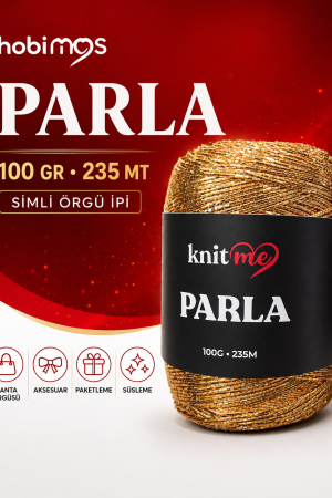 Parla Gold Renk 100 Gram 235 Metre Simli İp - Paketleme İpi - Süs İpi