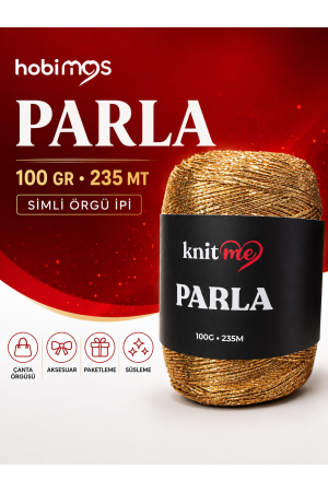 Parla Gold Renk 100 Gram 235 Metre Simli İp - Paketleme İpi - Süs İpi