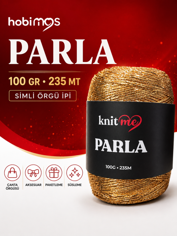 Parla Gold Renk 100 Gram 235 Metre Simli İp - Paketleme İpi - Süs İpi Parla Gold Renk 100 Gram 235 Metre Simli İp - Paketleme İpi - Süs İpi